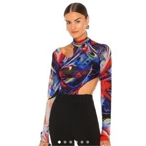 NWT Kim Shui Cutout Turtleneck Swirl Print